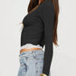 Devine Lace Detail V-Neck Long Sleeve T-Shirt