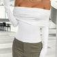 Ruched Off-Shoulder Long Sleeve T-Shirt