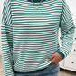 Striped Round Neck Dropped Shoulder Sweater