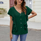 Full Size Ruffled V-Neck Short Sleeve Top
