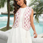 Checkered Open Front Sleeveless Cove Up