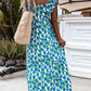 Ruffled Printed Cap Sleeve Midi Dress