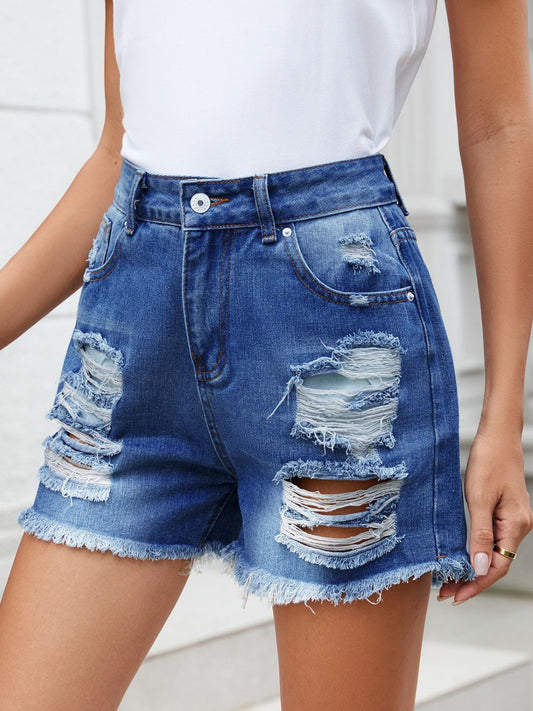 Beautiful Bea Distressed Raw Hem Denim Shorts