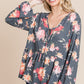 Super Lady Full Size Babydoll Floral Long Sleeve Blouse