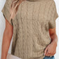 Cable Knit Turtleneck Short Sleeve Sweater