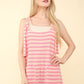 VERY J Tie Shoulder Front Pocket Striped Contrast Romper