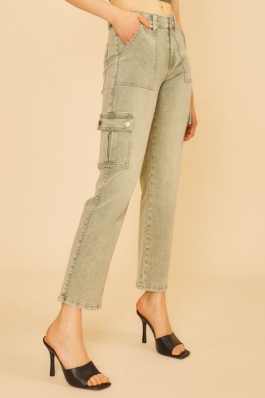 Annie Wear Straight Leg Jeans with Cargo Pockets