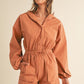 Mable Snap Down Long Sleeve Hooded Romper