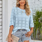 Openwork Round Neck Knit Top