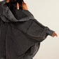 Exposed Seam Open Front Batwing Sleeve Hooded Cardigan