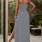 Tied Smocked Striped Sleeveless Midi Dress
