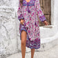 Tassel Tied Printed Long Sleeve Dress