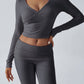 Devine Ruched Long Sleeve Top and Pants Set