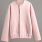 Double Take Plush Mock Neck Snap Down Jacket with Pockets