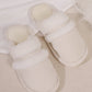 Contrast Faux Fur Round Toe Slippers