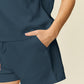 Double Take Full Size Texture Short Sleeve T-Shirt and Drawstring Shorts Set