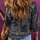 Printed Buttoned Flounce Sleeve Blouse
