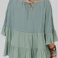 Ruffled Tie Neck Three-Quarter Sleeve Blouse