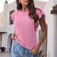Full Size Ruffled Round Neck Cap Sleeve Blouse