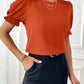 Round Neck Flounce Sleeve Blouse