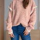 Contrast Trim Round Neck Dropped Shoulder Sweater