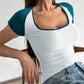 Devine Contrast Scoop Neck Short Sleeve T-Shirt