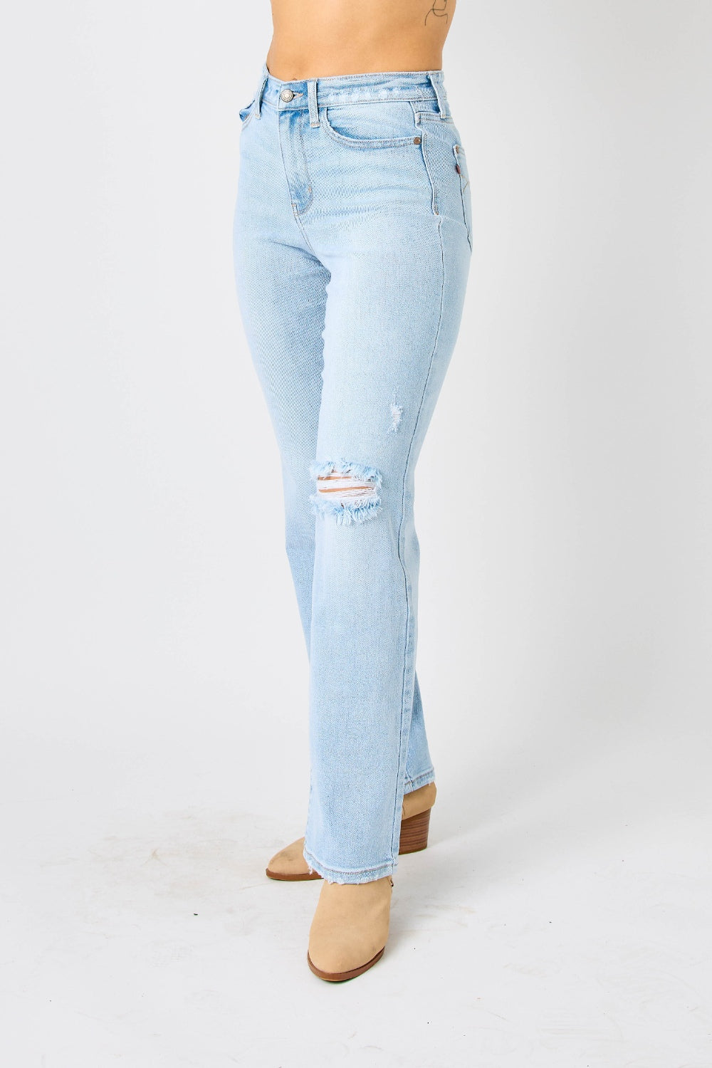 Judy Blue Full Size High Waist Distressed Straight Jeans *