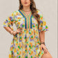 Plus Size Printed V-Neck Half Sleeve Mini Dress