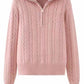 Cable-Knit Half Zip Long Sleeve Sweater