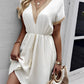 Devine Contrast Trim V-Neck Short Sleeve Mini Dress