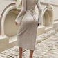 Devine Tied V-Neck Long Sleeve Sweater Dress