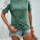 Lace Detail Round Neck Short Sleeve T-Shirt
