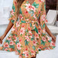 Ruffled Printed Surplice Half Sleeve Mini Dress