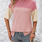 Full Size Color Block Round Neck Half Sleeve T-Shirt