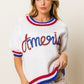 BiBi Metallic America Letter Short Sleeve Sweater - Brand BiBi