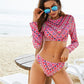 Printed Long Sleeve Top and Brief Swim Set