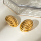 18K Gold-Plated Stainless Steel Ribbed Earrings