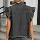 Raw Hem Cap Sleeve Denim Jacket