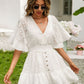 Lace Cutout Surplice Half Sleeve Dress
