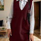 V-Neck Sleeveless Sweater Dress with Pockets