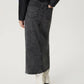 Slit Midi Denim Skirt with Pockets