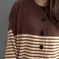 Striped Button Down Long Sleeve Cardigan