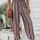 Smocked Printed High Waist Pants