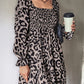 Leopard Smocked Flounce Sleeve Mini Dress