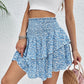 Smocked Layered Printed Mini Skirt