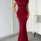 Devine Ruched Single Shoulder Short Sleeve Maxi Dress