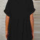 Mandy Side Slit Notched Short Sleeve Blouse