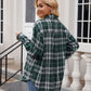 Pocketed Plaid Collared Neck Long Sleeve Shirt