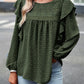 Ruffle Trim Balloon Sleeve Blouse