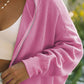 Waffle-Knit Pocketed Zip Up Hooded Jacket